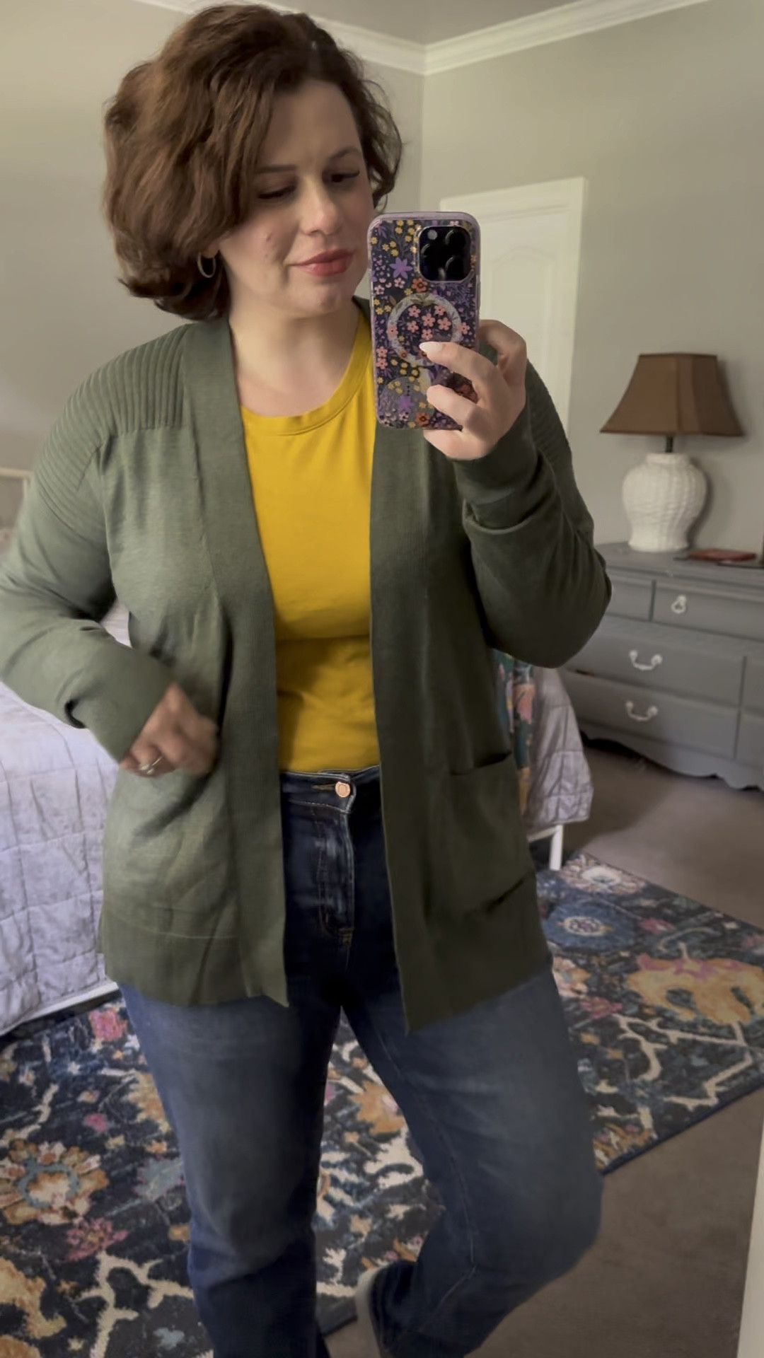 Love this cardigan for a great lightweight option! Im wearing a medium in it, a 12 in the jeans (comfortably, they aren’t tight or fitted) and a large for a looser fit in the tee. 

#LTKStyleTip #LTKFindsUnder50 #LTKMidsize