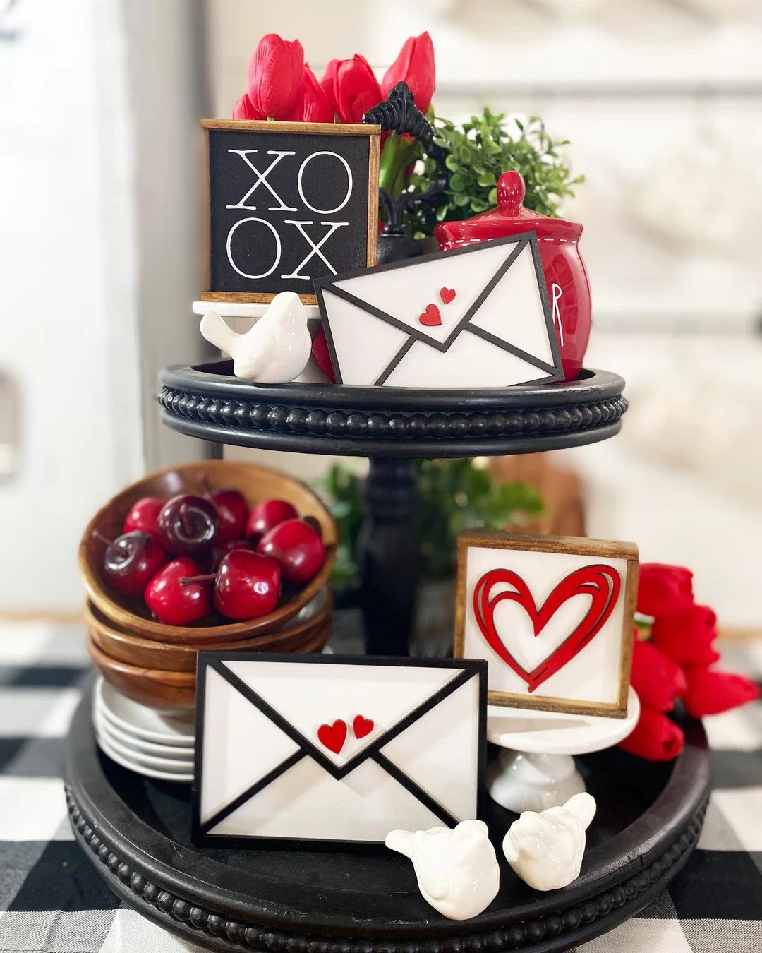3D Love Letters, Black and White XOXO & 3D Red Hearts Signs. Black, White and Red Valentine’s D... | Etsy (US)