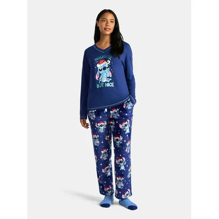 Disney Stitch Women s Long Sleeve Top and Pants with Socks 3-Piece Gift Set Sizes XS-3X | Walmart (US)