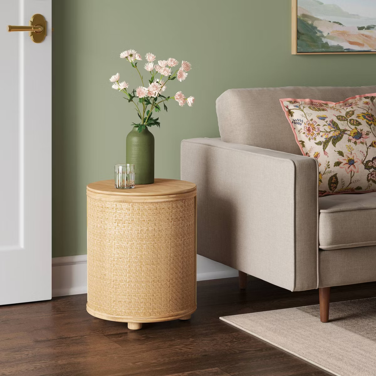 Woven Storage Accent Table with Removable Top and Rattan Weave Natural - Threshold™ | Target