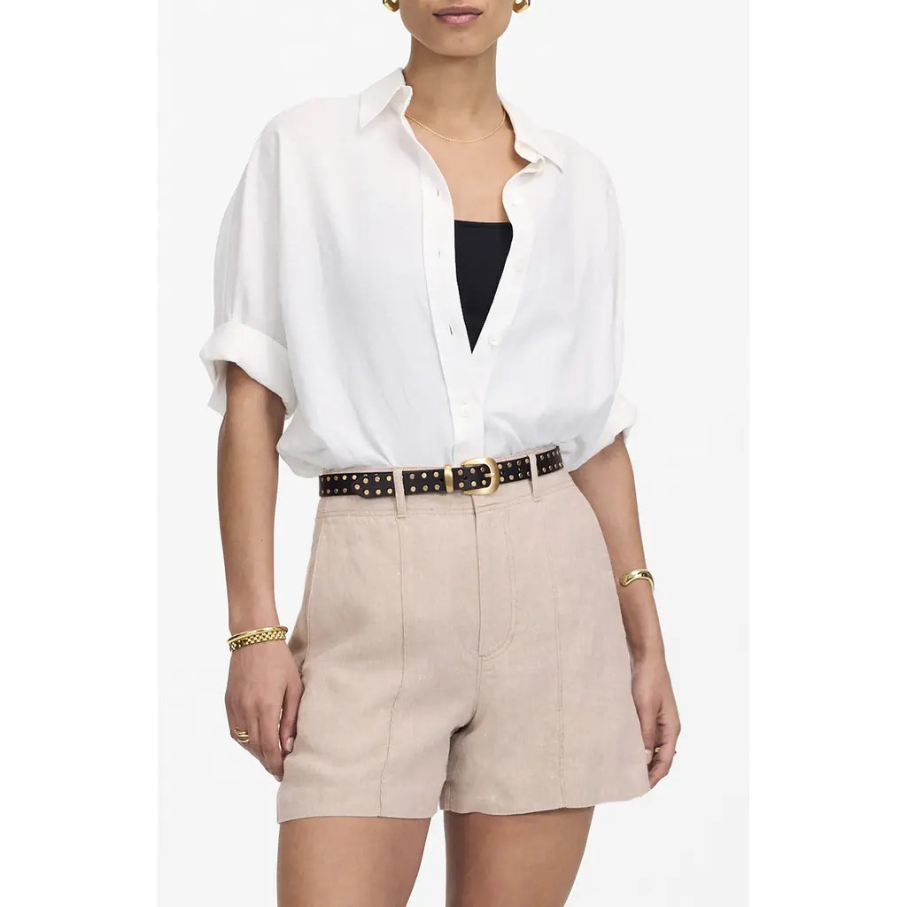 Madewell Linen Trouser Shorts in Oat Color Linen at Nordstrom, Size 00 | Nordstrom