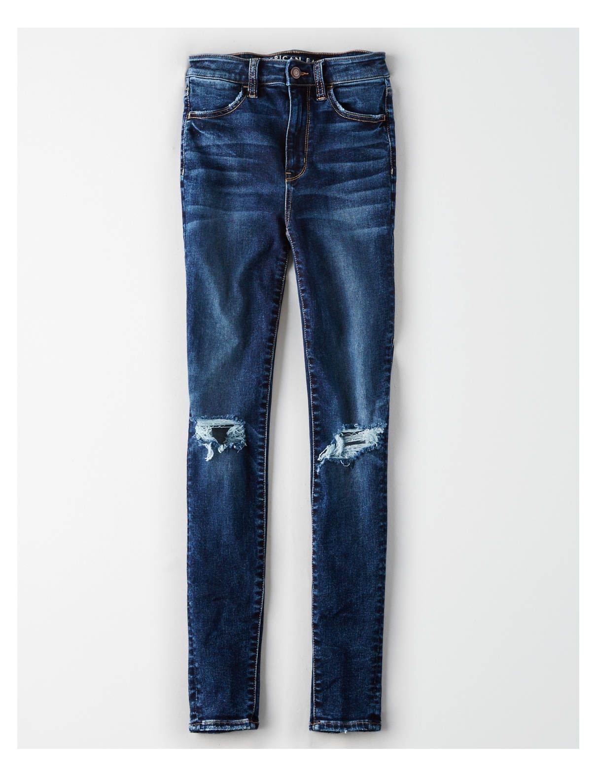 AE Ne(X)t Level Super High-Waisted Jegging, Starry Night Destroy | American Eagle Outfitters (US & CA)