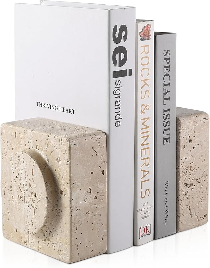 Koville Marble Square Book Ends, Heavy Duty Book Holders, Bookends for Shelves, Office Bookshelf ... | Amazon (US)