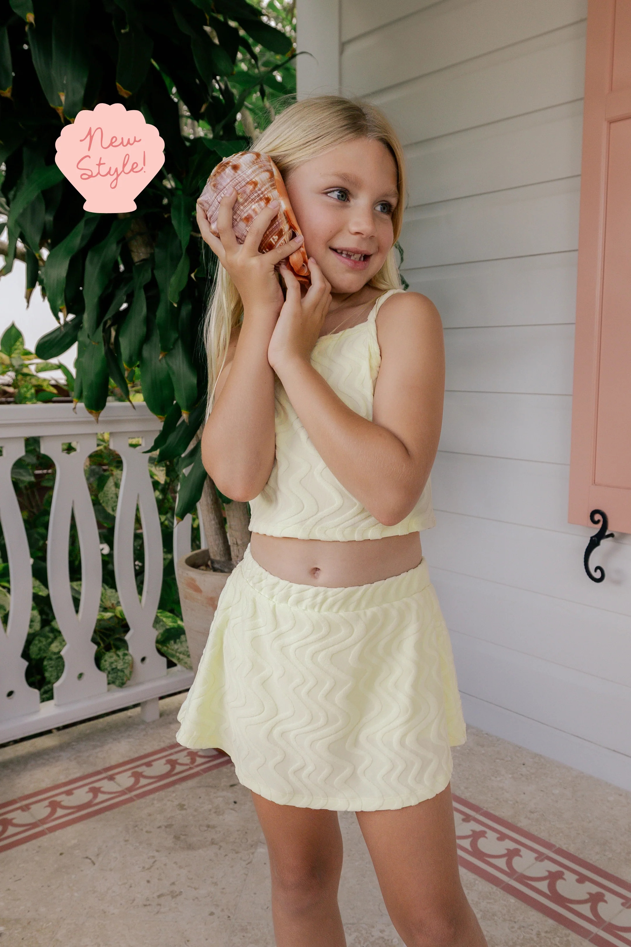 Yellow Wave Terry Tank Skort Set | Girls Beach Vacation Outfit | In My Jammers | In My Jammers