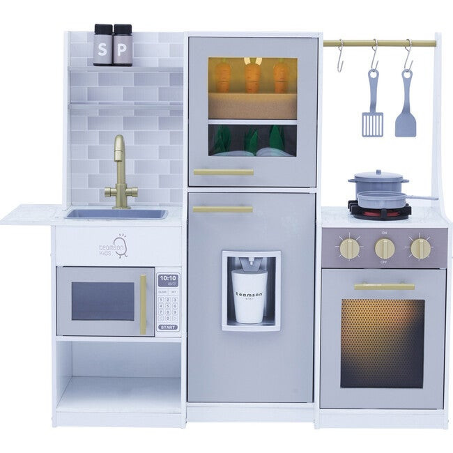 Teamson Kids Little Chef Lyon Modern Wooden Play Kitchen, Gray | Maisonette