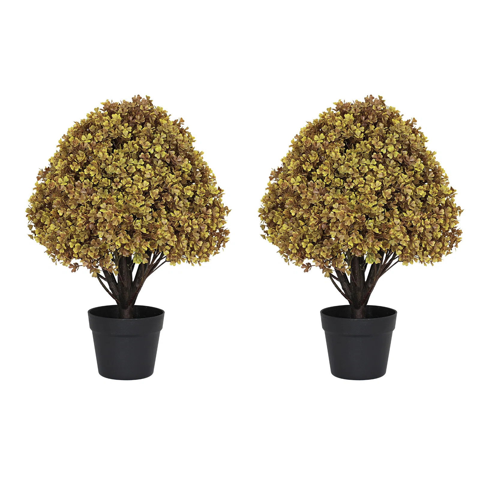24" Artificial Fall Autumn Outdoor Topiary Ball Tree Potted Plants (Set of 2) | Wayfair North America