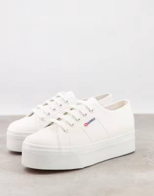 Superga 2790 Linea flatform chunky trainers in white canvas | ASOS | ASOS (Global)