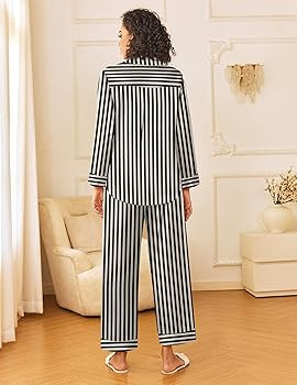 Ekouaer Womens Silk Satin Pajama Sets 2 Piece Sleepwear Pjs Set Long Sleeve Button Down Top and P... | Amazon (US)