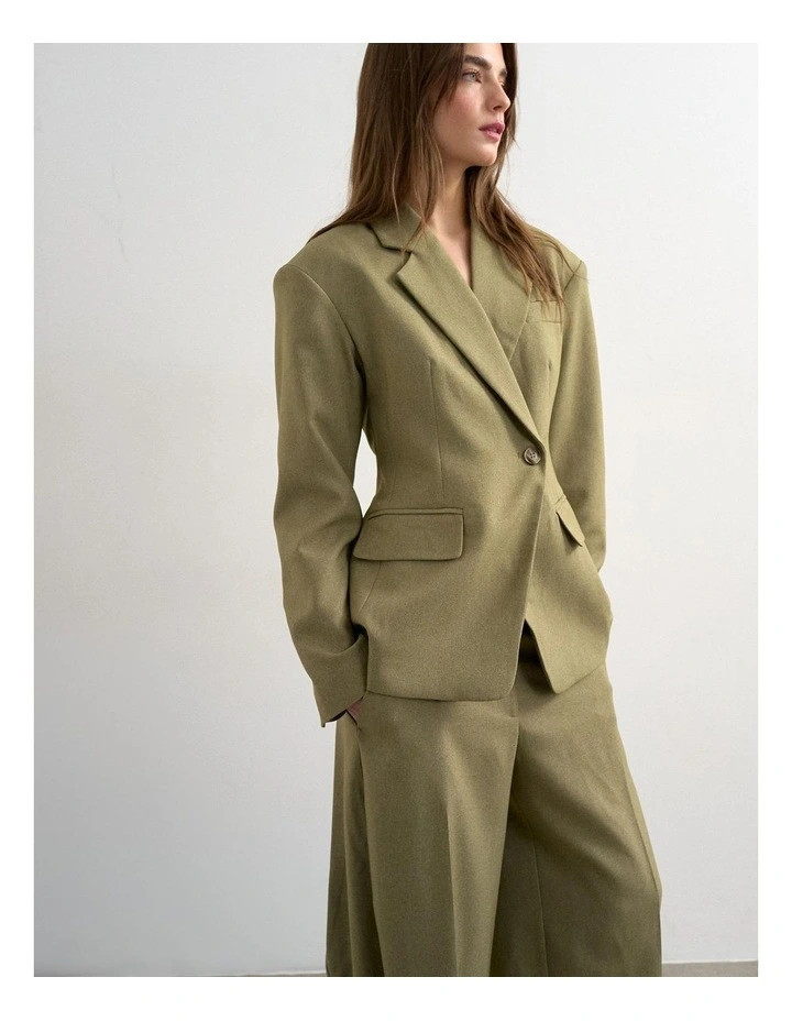 TOPSHOPSophia Padded Shoulder Blazer in Stone | Myer