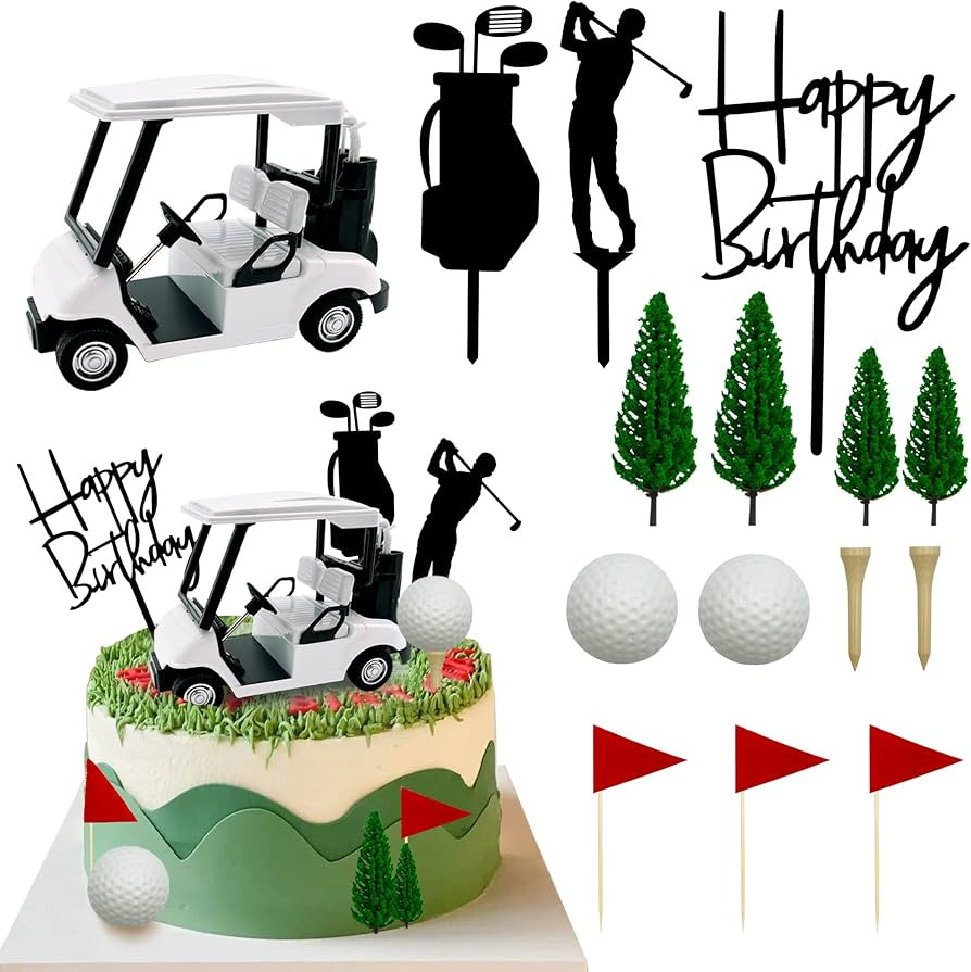 Golf Cake Decorations Golf Cart Cake Toppers Heading for The Green Cake Topper for Golfers with C... | Amazon (US)