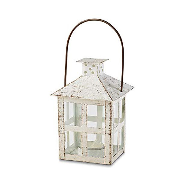 Kate Aspen 14130WT Vintage White Distressed Medium candle lantern, One Size - Walmart.com | Walmart (US)