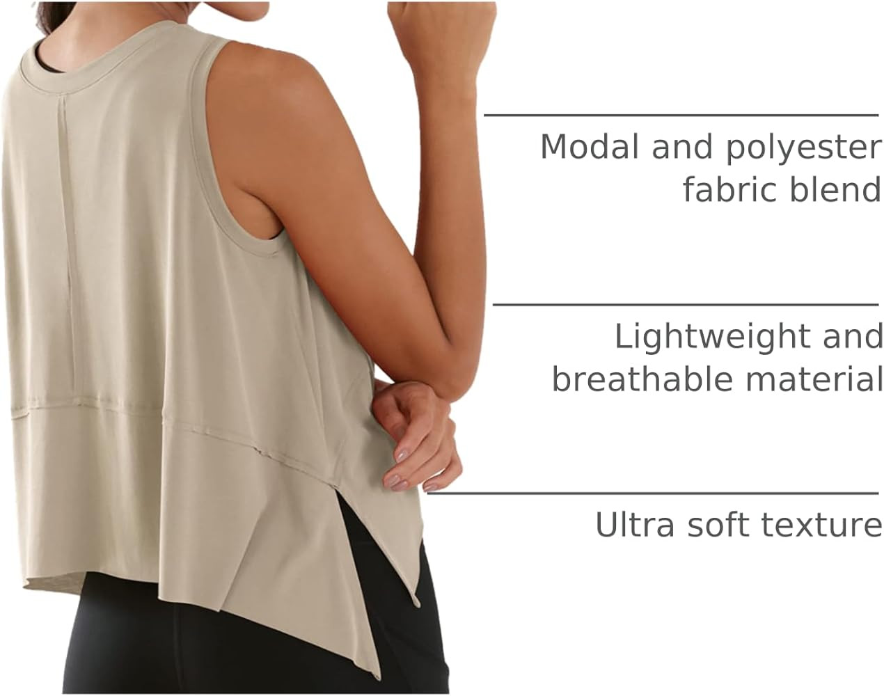 ODODOS Modal Soft Sleeveless Crop Top for Women Athletic Tee Gym Workout Cropped Yoga Tank | Amazon (US)