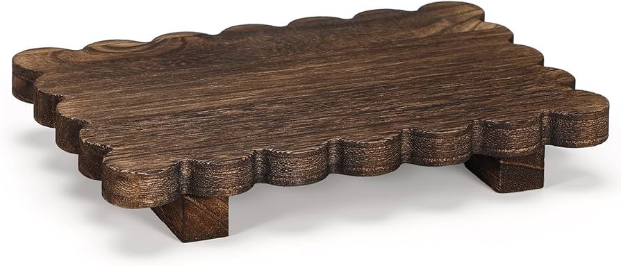 Yookeer Scalloped Wood Riser Tray Soap Rustic Bathroom Decoration Scalloped Stand Soap Tray Woode... | Amazon (US)