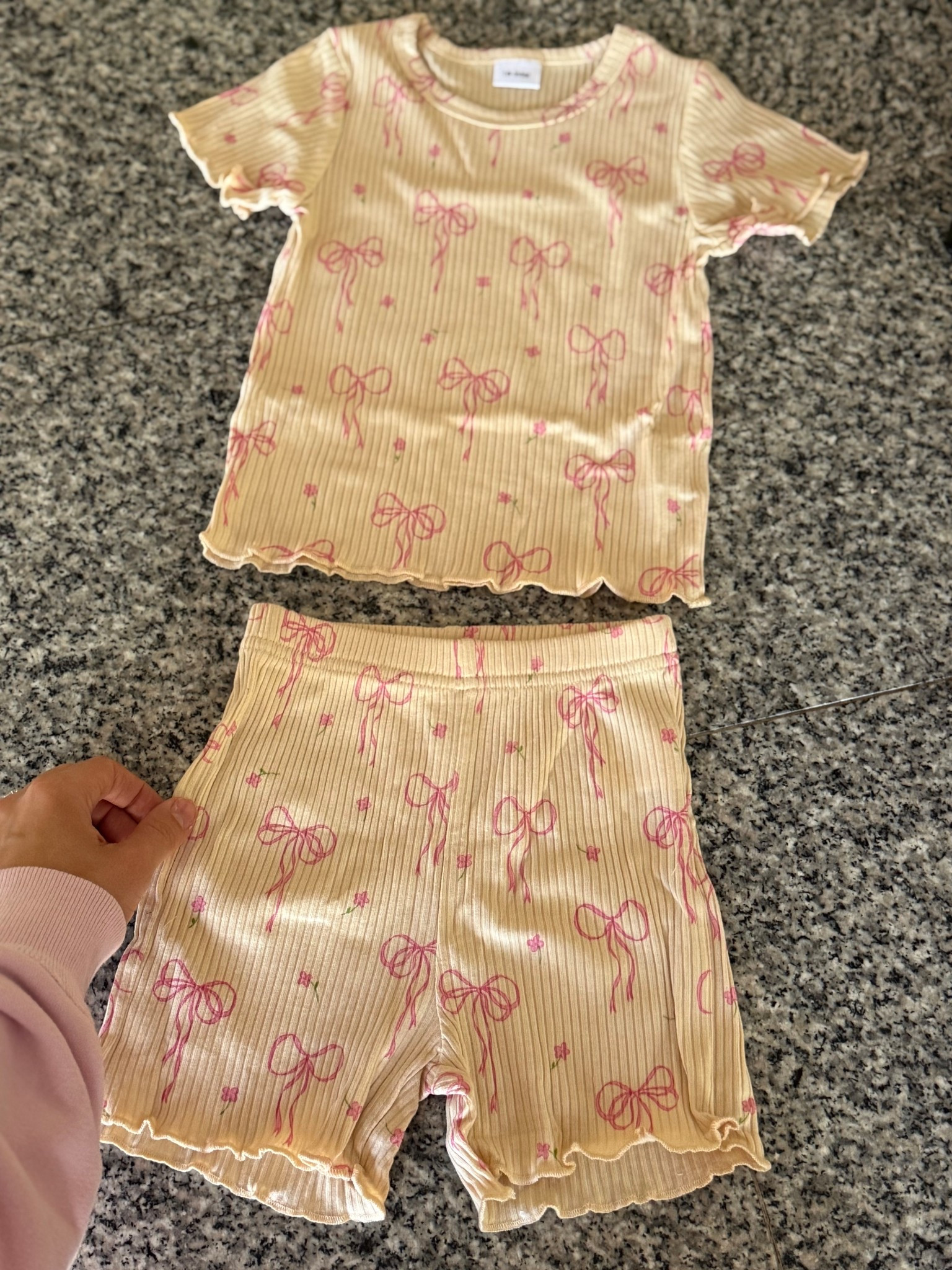 Amazon $5! Toddler or baby girl style spring and summer, ribbed short set with bows and flowers and lettuce hem. Great quality for this price! 

#LTKBaby #LTKKids #LTKSaleAlert