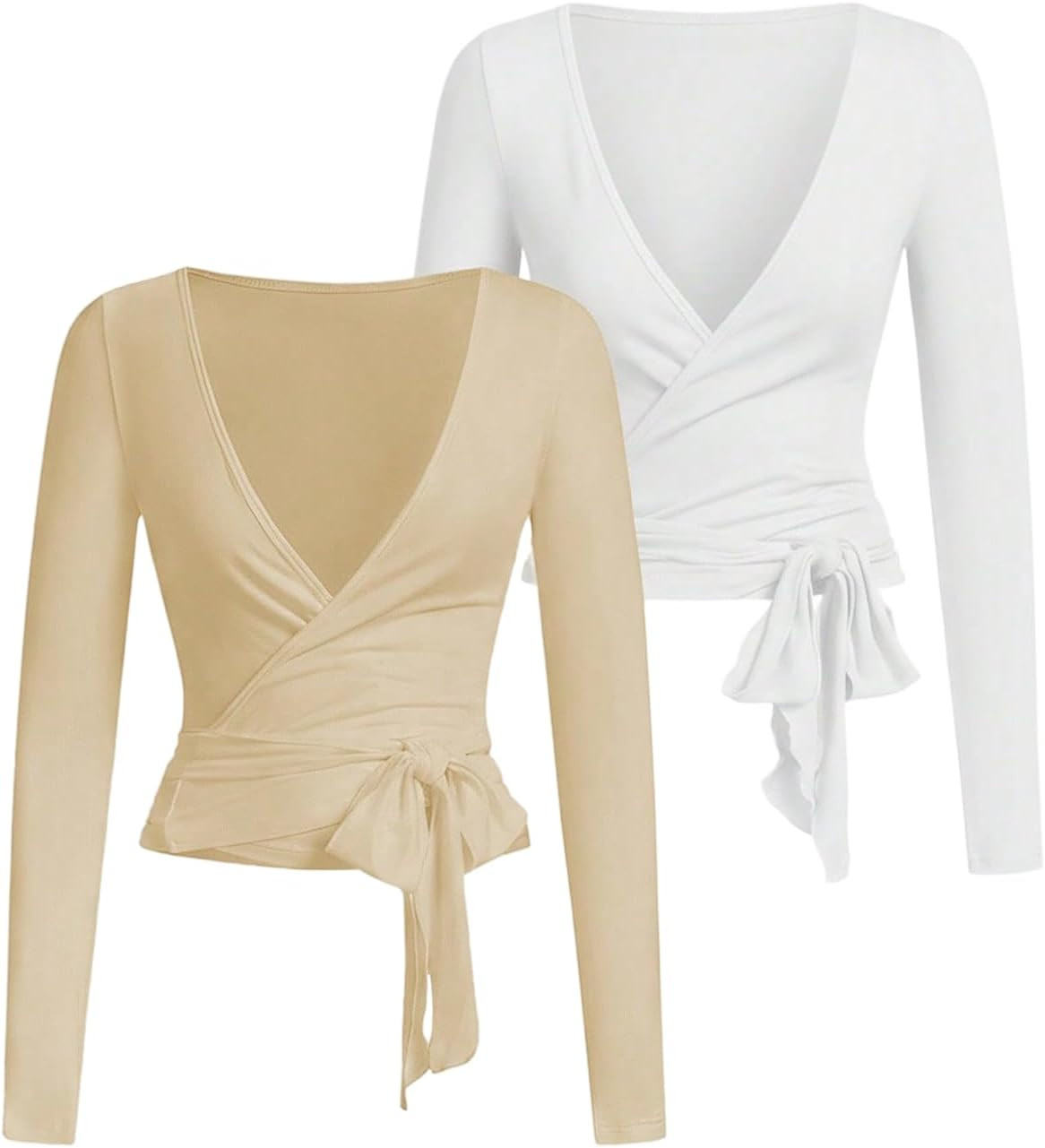 SweatyRocks Women's Pilates Wrap Tops Ballet Yoga Coquette Shirt | Amazon (US)