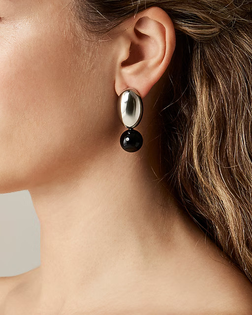 Black pearl and metallic disc earrings | J. Crew US