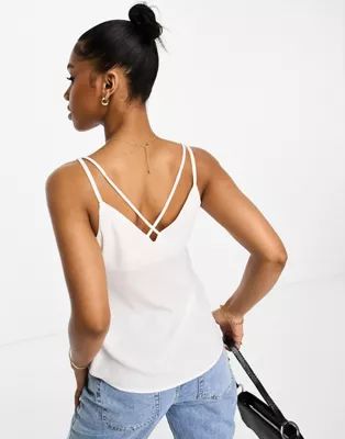 New Look cross back cami top in white | ASOS (Global)