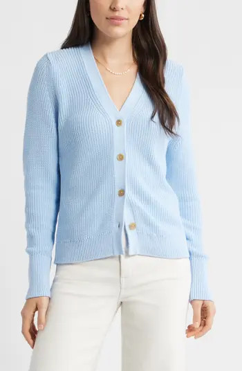 Shaker Stitch V-Neck Pima Cotton Cardigan | Nordstrom