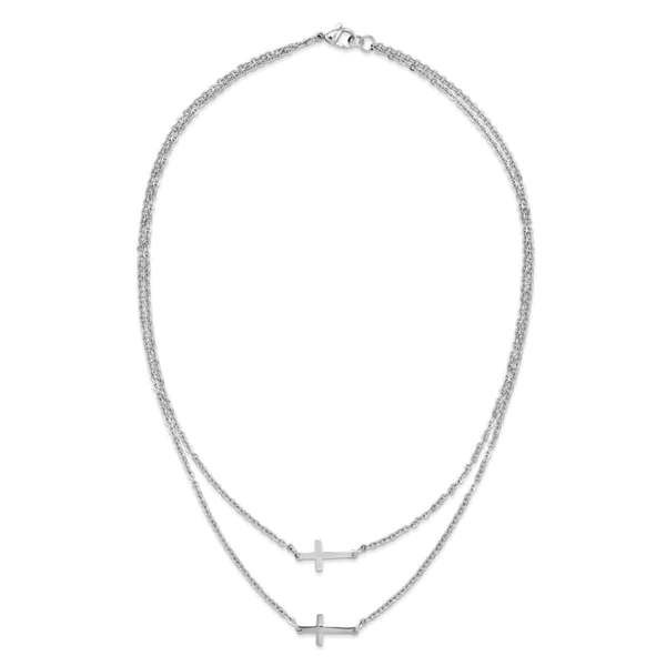Chisel Stainless Steel Double Sideways Crosses Layered Necklace | Bed Bath & Beyond