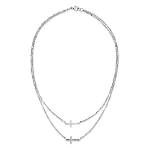 Chisel Stainless Steel Double Sideways Crosses Layered Necklace | Bed Bath & Beyond