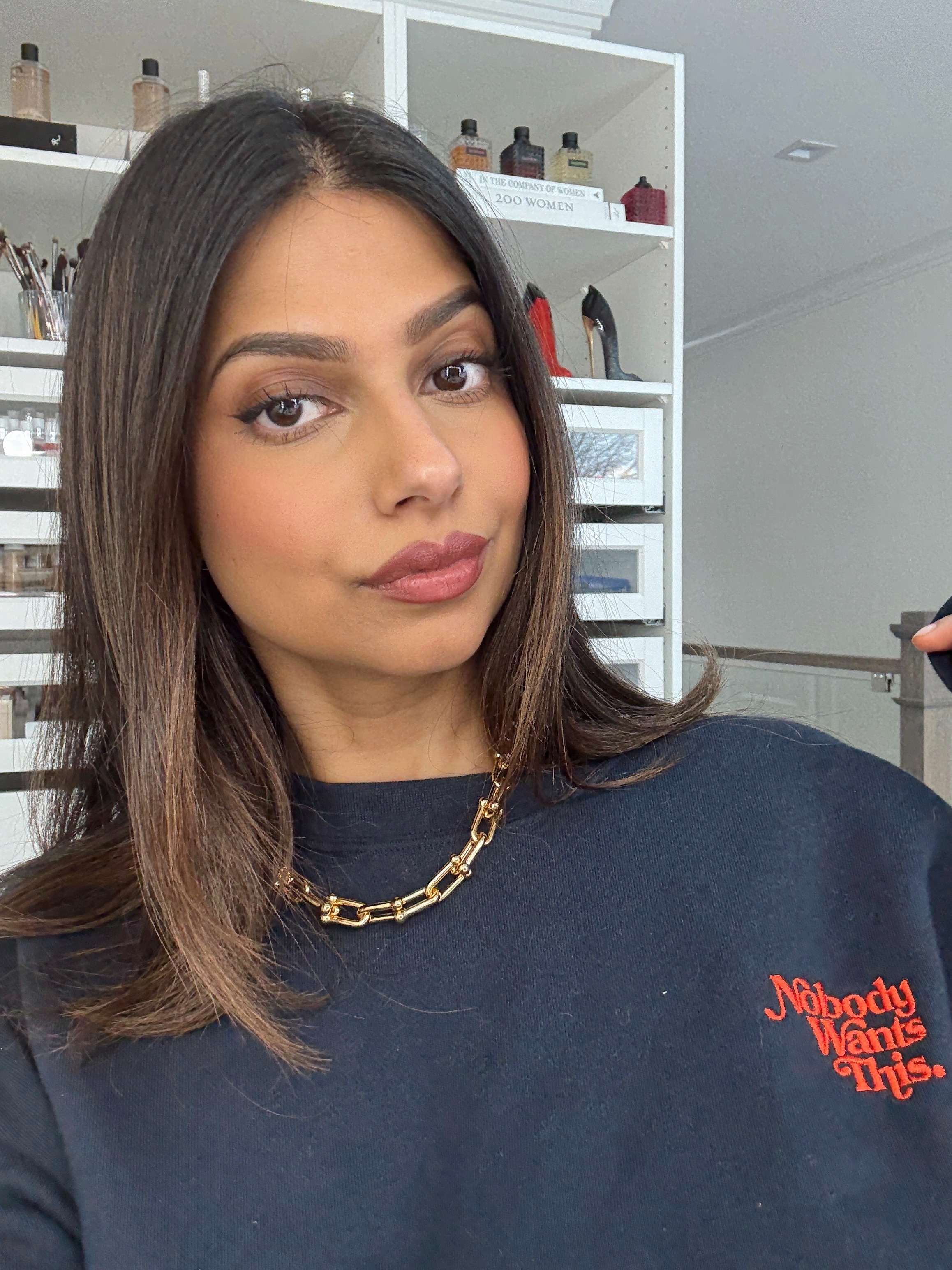 One of my go-to sweatshirts + everyday gold staples 

 #LTKootd #LTKFindsUnder100