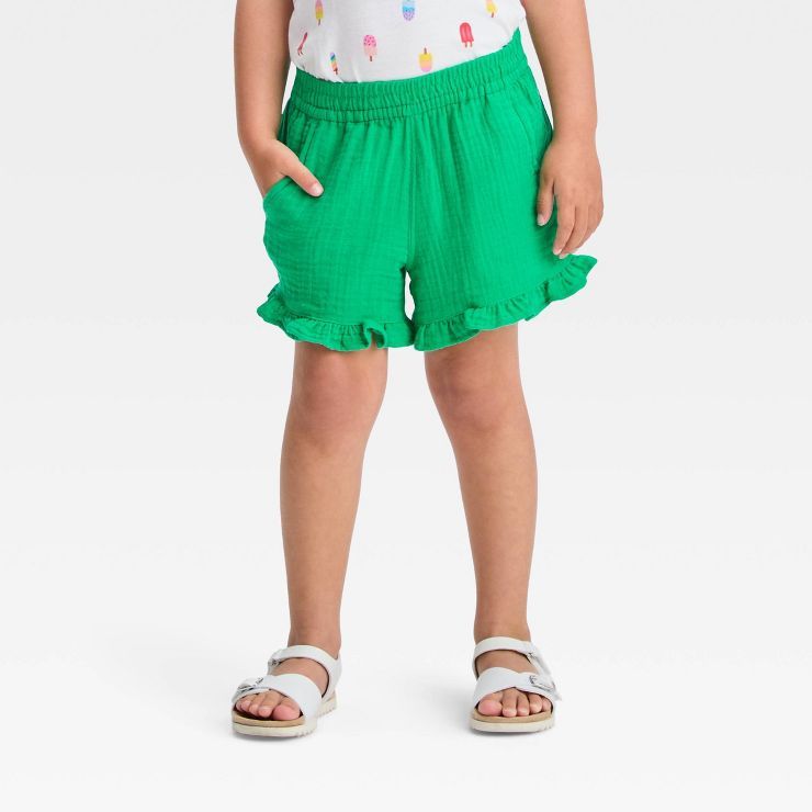 Toddler Girls' Ruffle Gauze Shorts - Cat & Jack™ Green | Target
