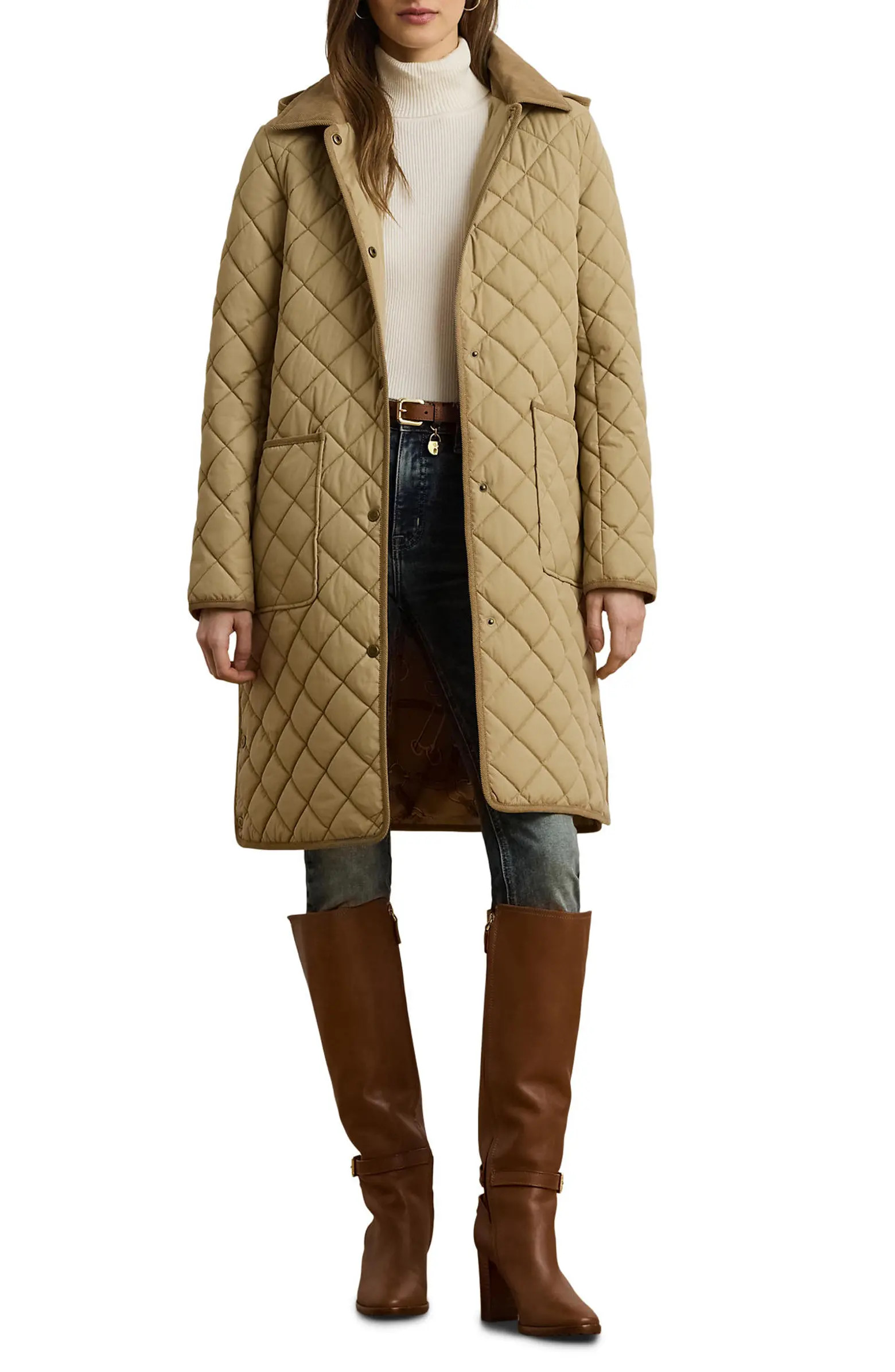 Diamond Quilted Hooded Coat | Nordstrom