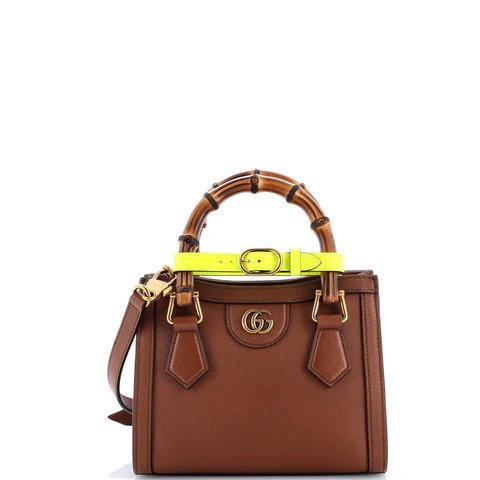 Gucci Diana NM Bamboo Handle Tote Leather Mini Brown 3497301 | Rebag