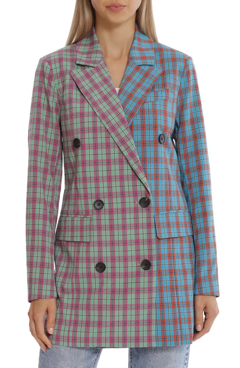 Avec Les Filles Mixed Plaid Longline Blazer | Nordstrom | Nordstrom