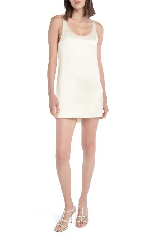 Favorite Daughter The Getting Ready Sleeveless Satin Minidress in Ivory at Nordstrom, Size Large | Nordstrom