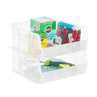 Utility Wide Stackable Plastic Bin | The Container Store