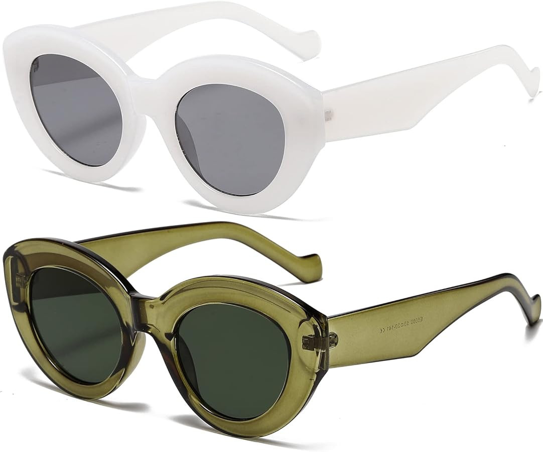 AIEYEZO Oversized Cat Eye Sunglasses for Women Cute Oval Thick Frame Cateye Sun Glasses Chic Retr... | Amazon (US)