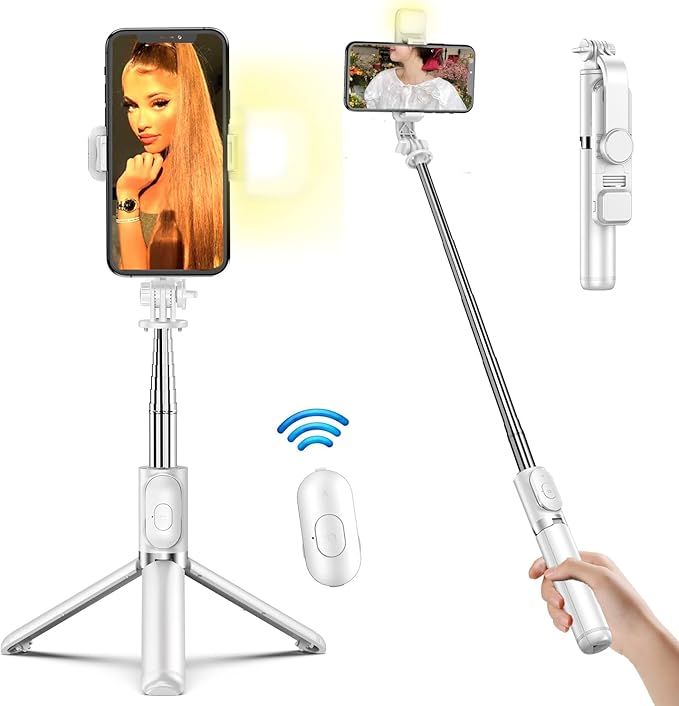 40" Selfie Stick with LED Fill Light & Phone Tripod, Bettvance Extendable Cell Phone Tripod Stand... | Amazon (US)