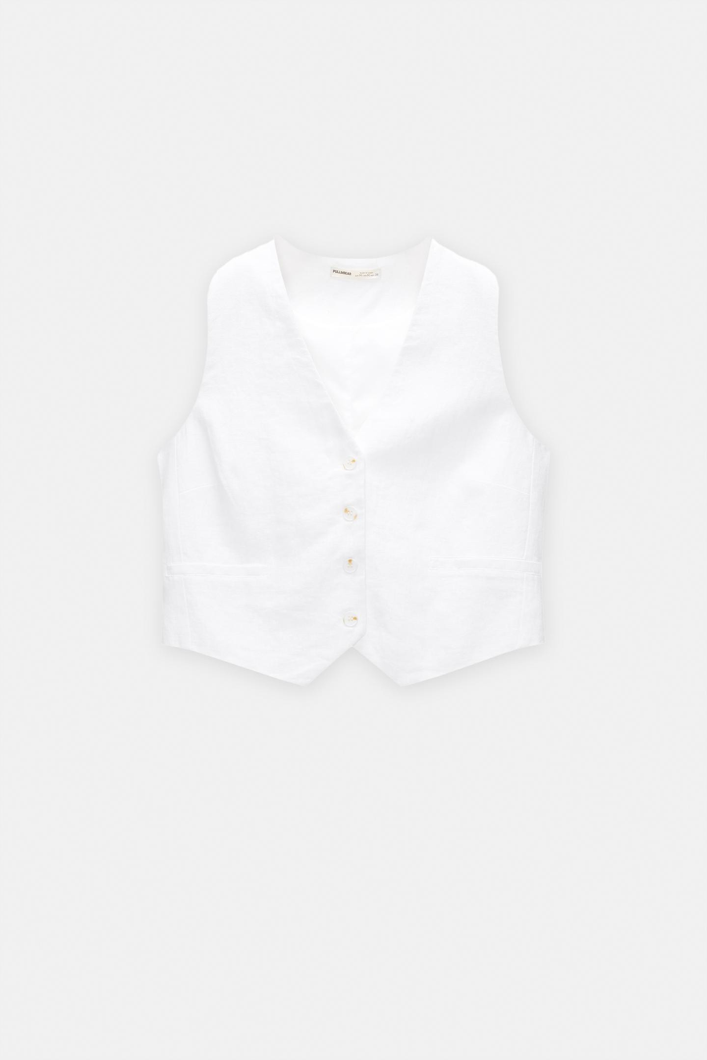 Basic linen-blend waistcoat | PULL and BEAR UK