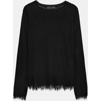 Zara - Knit Jumper With Lace - Black - L - Woman | Zara UK
