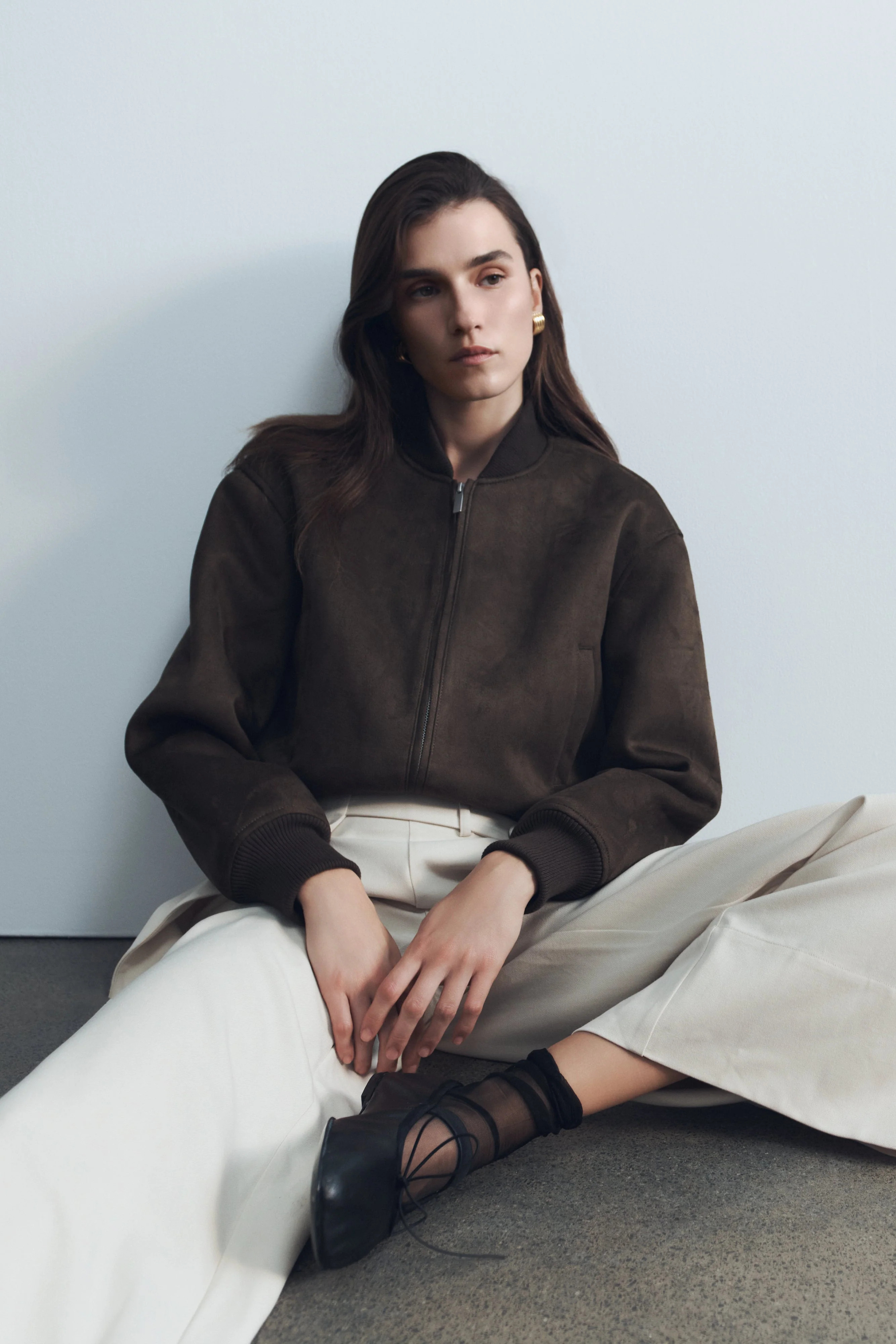 Rudy Suede Bomber Jacket - Chocolate | Meshki (APAC)