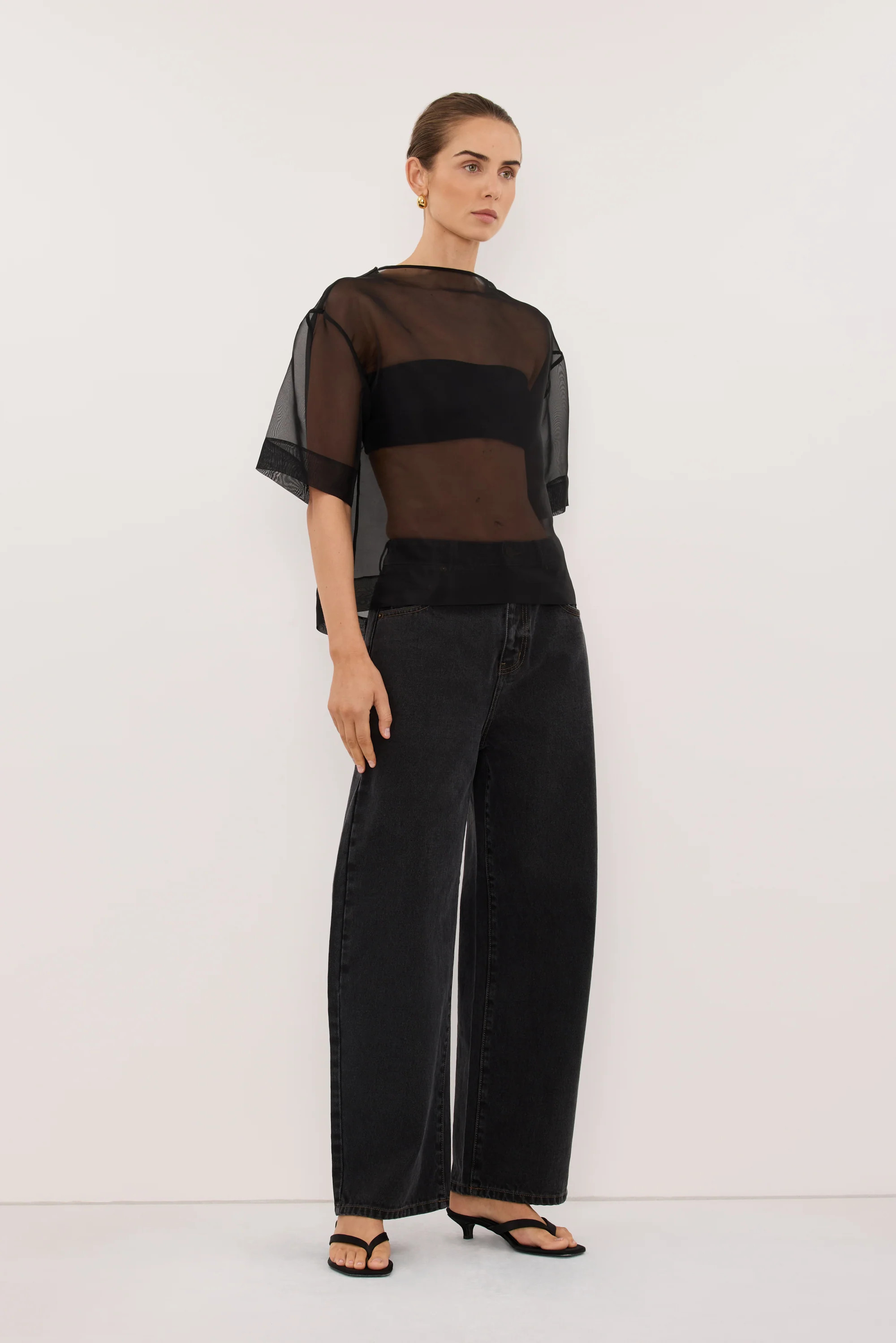 SIAN BLACK ORGANZA TEE | DISSH
