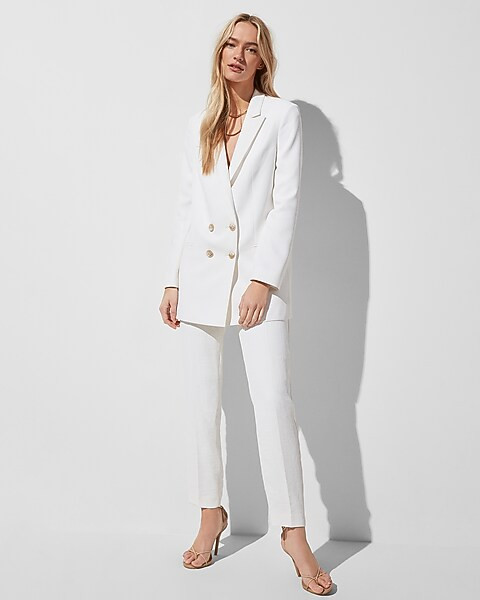 Textured Double Breasted Boyfriend Blazer | Express