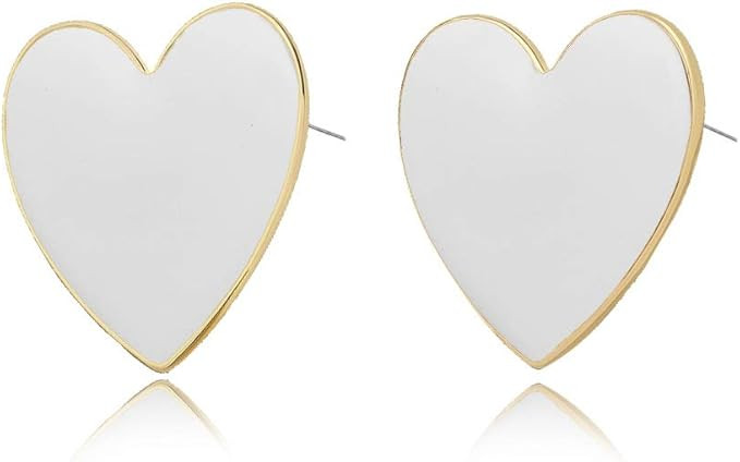 Heart Stud Earrings for Women - Romance Enamel Big Statement Earring for Girls Jewelry, Idea Gift... | Amazon (US)