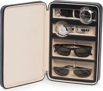 Two-Watch & Two-Sunglasses Leather Travel Case | Nordstrom