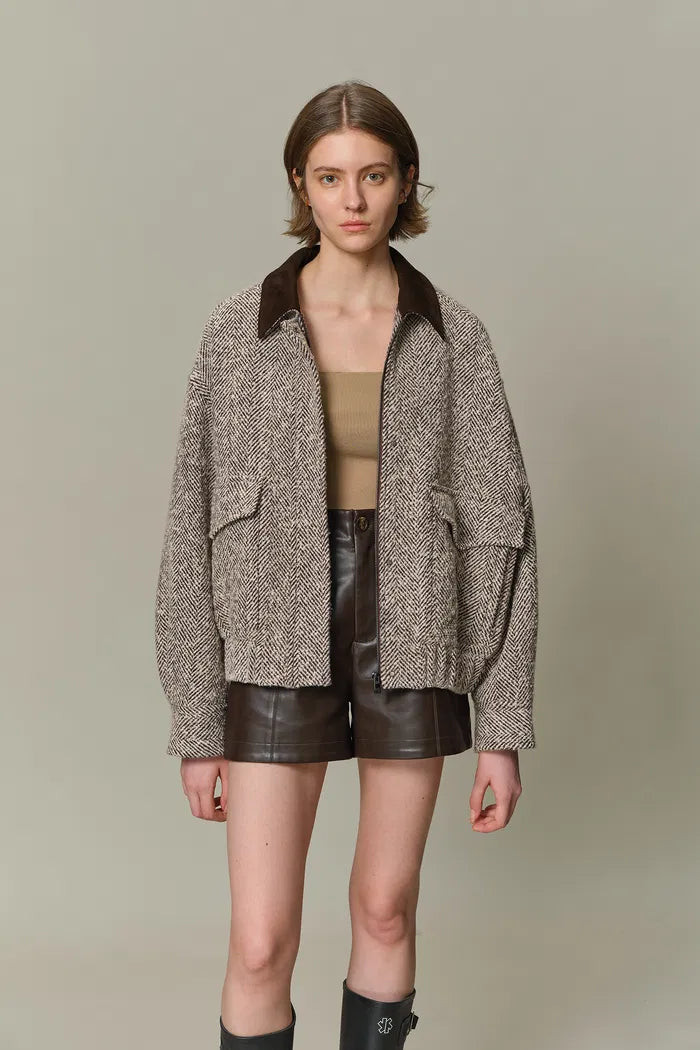 Dakota Tweed Baseball Jacket in Wool | Fabrique