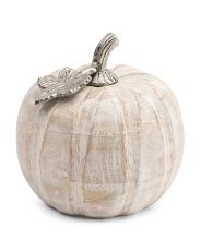 5in Pumpkin With Metal Leaf | Marshalls