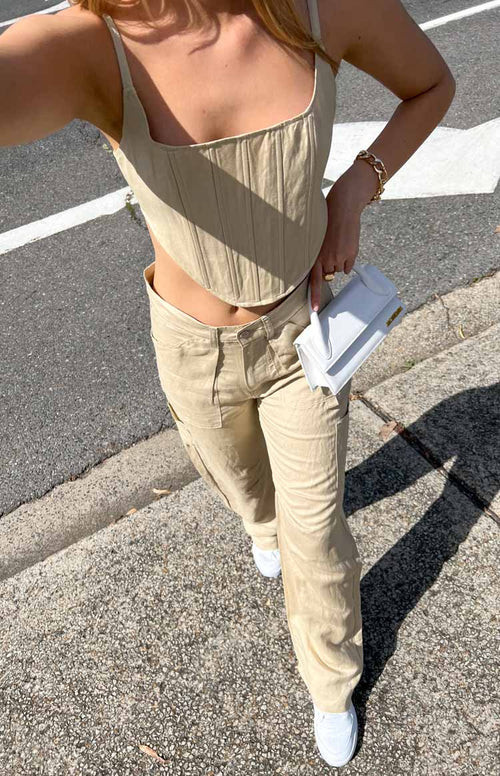 Lioness Miami Vice Wheat Linen Pant | Beginning Boutique (AU)