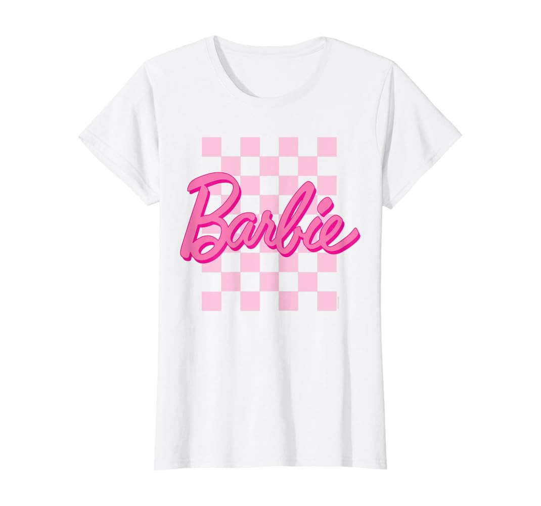 Barbie - Barbie Logo Checkered Background T-Shirt | Amazon (US)