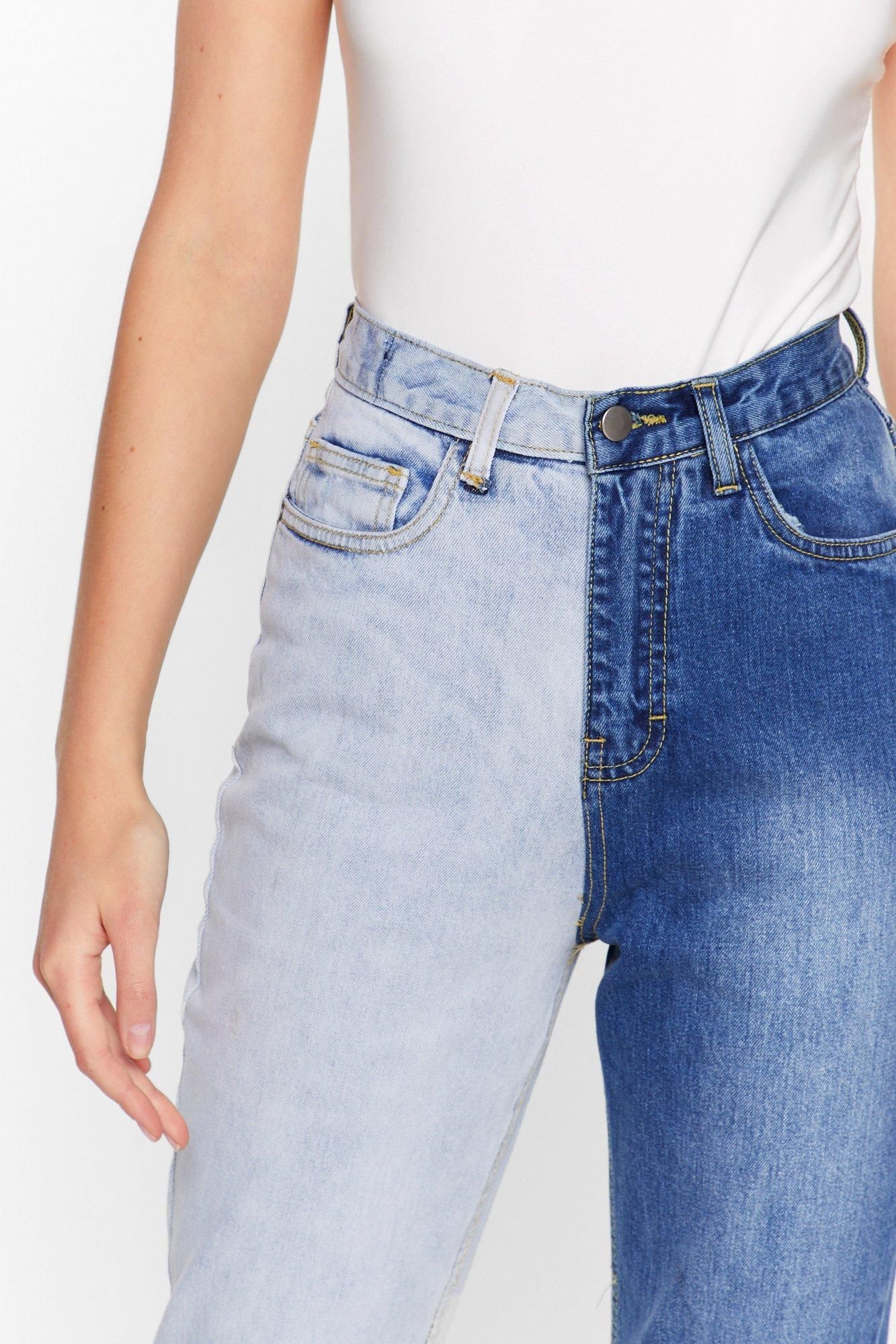 Two Tone High Waisted Mom Jeans | Nasty Gal (US)