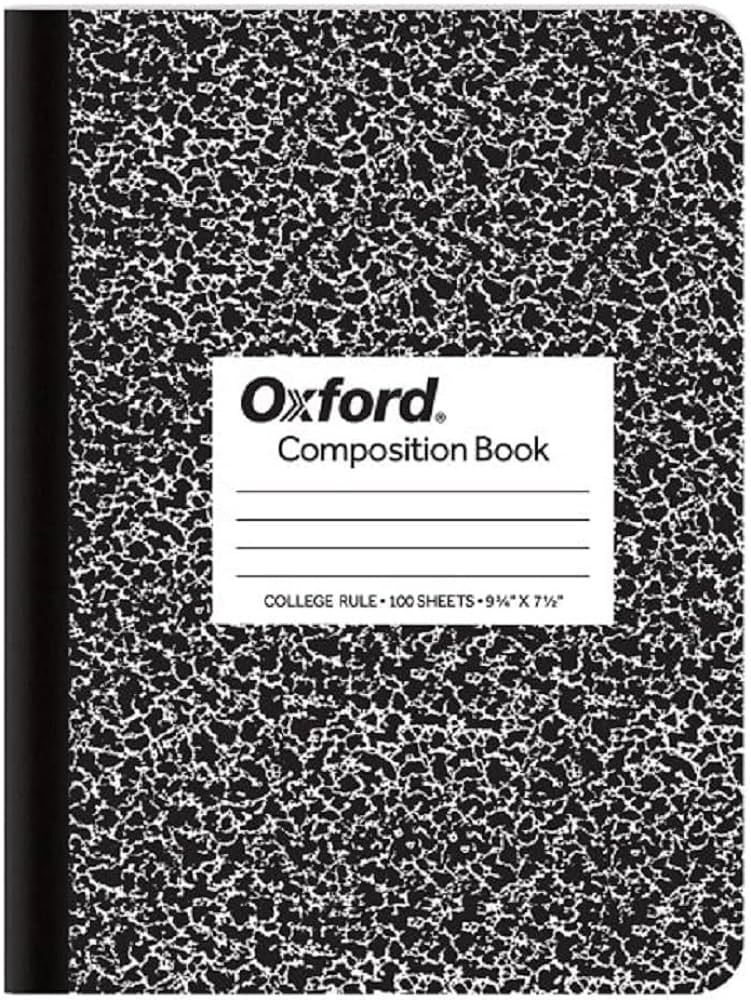Oxford Marble Composition Book, 7.5 x 9.75 Inches, Wide Rule, Paperback, 100 Sheets, White (63795... | Amazon (US)