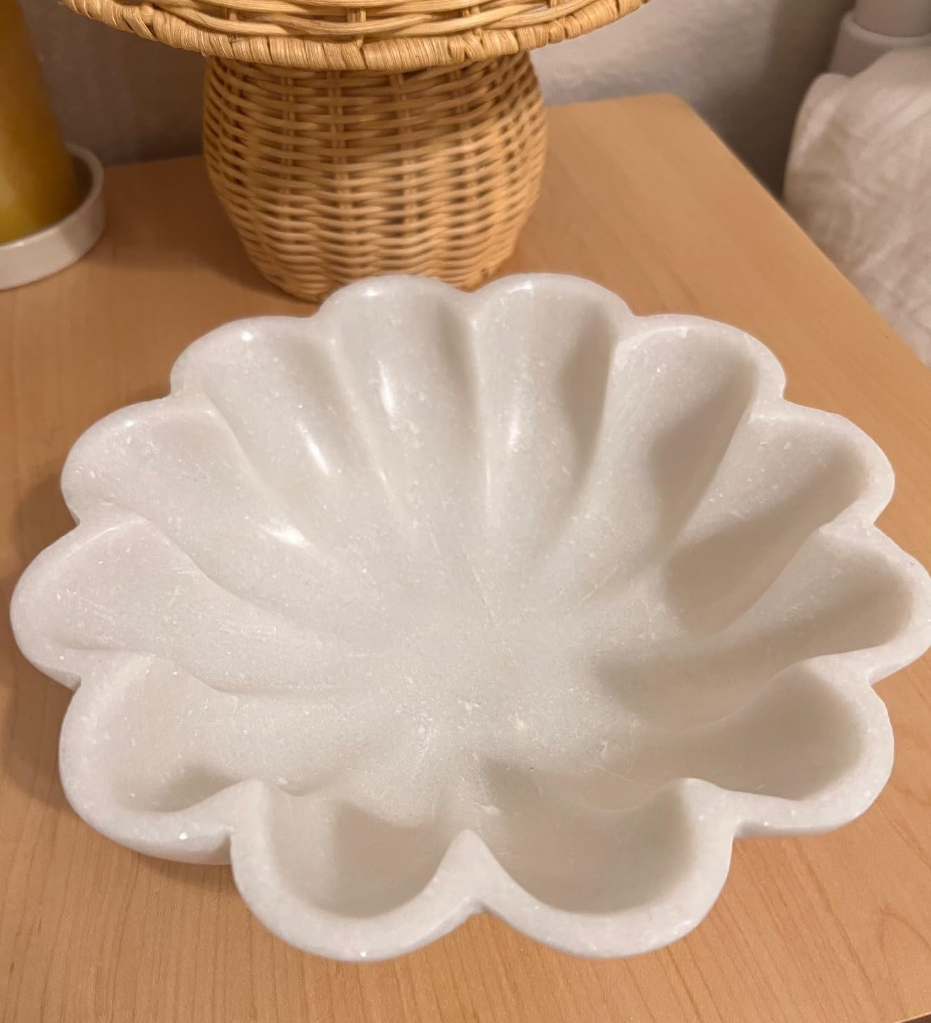 HandCrafted Marble Large Decorative Bowl | White Decorative Bowls for Home Decor | Ruffle Bowl | ... | Amazon (US)