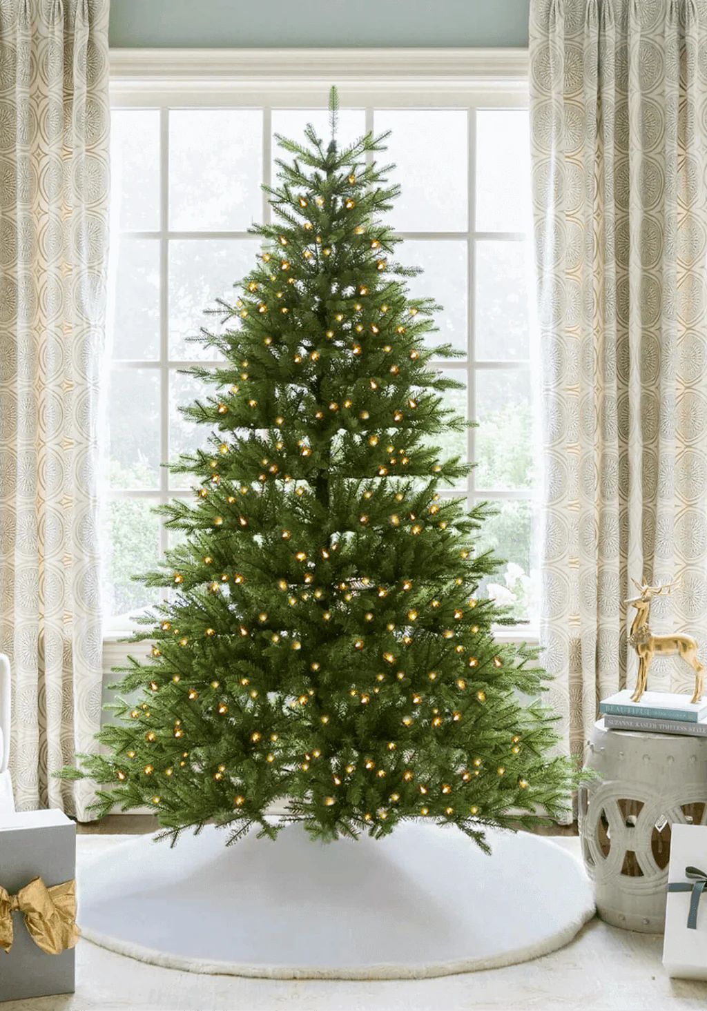 7.5' Alpine Fir Artificial Christmas Tree 800 Warm White Led Lights | King of Christmas