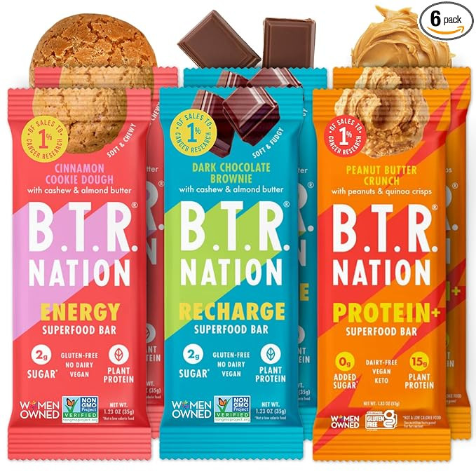 B.T.R. Nation Superfood Keto Protein Bars - Plant Based Vegan Protein | (6 Pack) Variety Pack Sam... | Amazon (US)