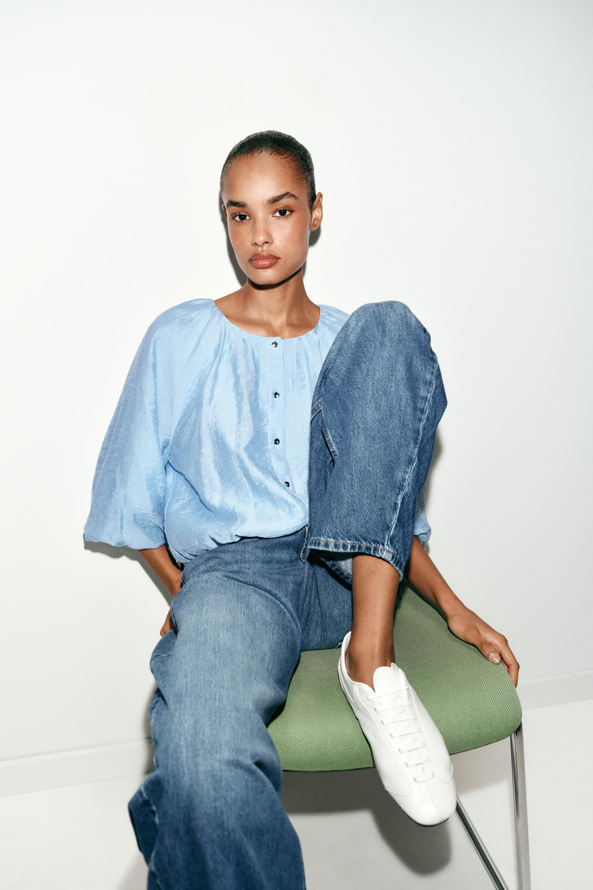 FLOWY BALLOON BLOUSE | Zara US